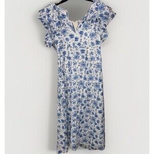 Simply Southern Dress Size Small Blue and White Floral Full Length NWT Women's